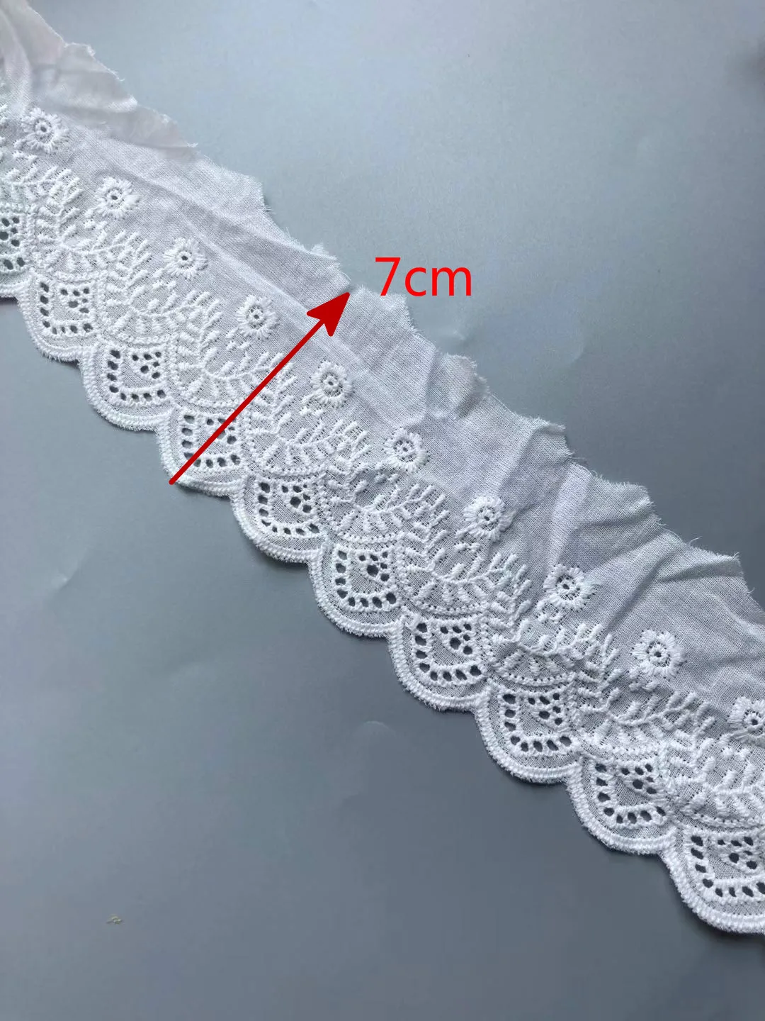 2 Yards 7 Cm Flower Cream Cotton Lace Trims For Costume Dress Trimmings Ribbon Applique Strip DIY Sewing Lace Fabric New