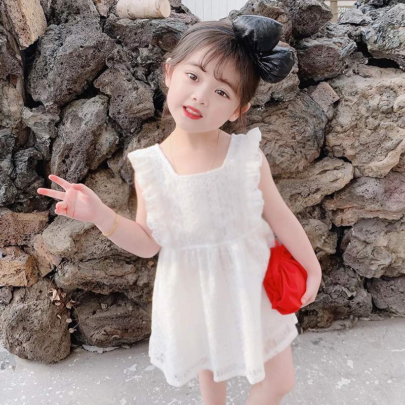 Summer Casual Dresses for Girls 2021 New Fashion Kids Baby Ruffles White Dress Toddler Girls Clothes Dress for Children Clothing