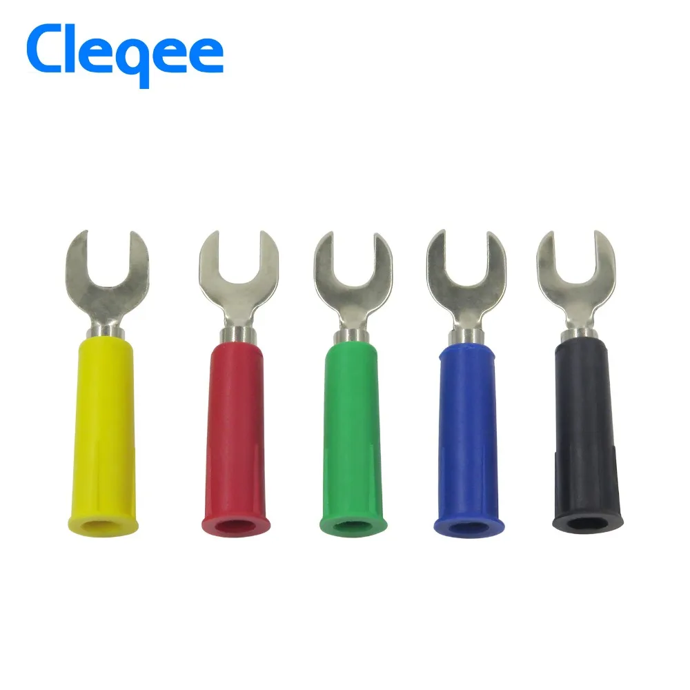 Cleqee P4002 10PCS 5Color (in width) 6mm Insert Type U Type And Y Type Insert Harpoon Welding Insert 4mm banana plug