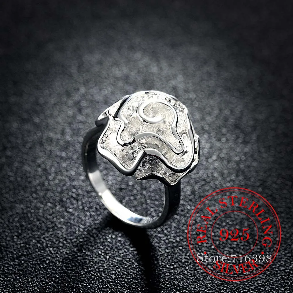 100% 925 Sterling Silver Jewelry Vintage Rose Flower Silver Rings for Women Men Size 6 7 8 9 10 Fashion Anel De Prata Bijoux