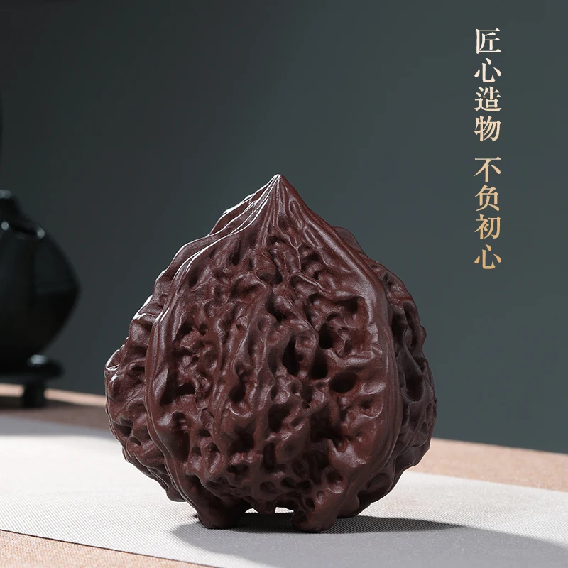 |pot of tea fragrance yixing ore purple large walnut pure manual sculpture home furnishing articles tea tea accessories