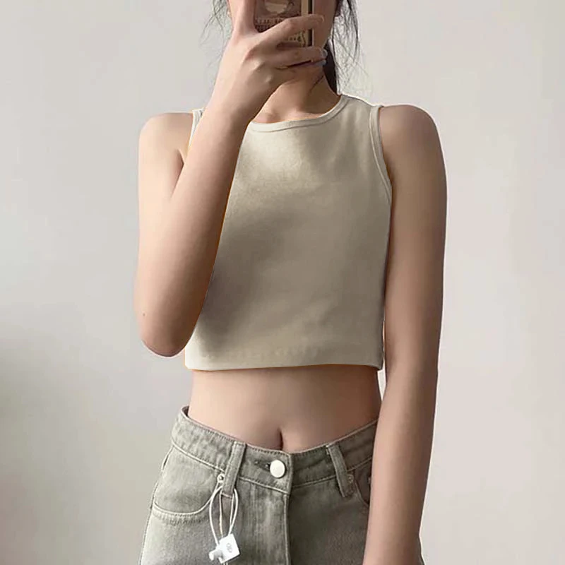 Soft Viscose Summer Top women Sports Crop Tops Casual Slim Sleeveless Stretch Harajuku Vintage Streetwear Gym Top Camis