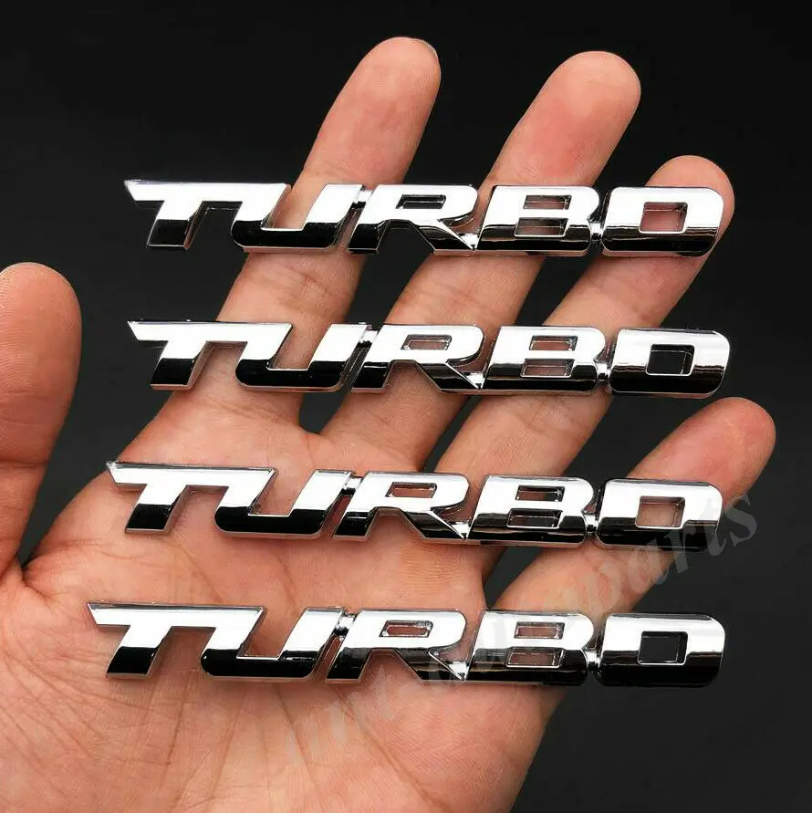 4x Chrome Metal Turbo T Car Auto Trunk Rear Tailgate Emblem Badge Decal Sticker