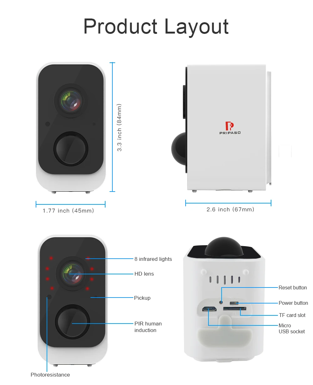 1080P Wireless Tuya Camera Outdoor Battery Powered WiFi Camera 2MP Home Security IP Cam Waterproof Rechargeable Battery Camera