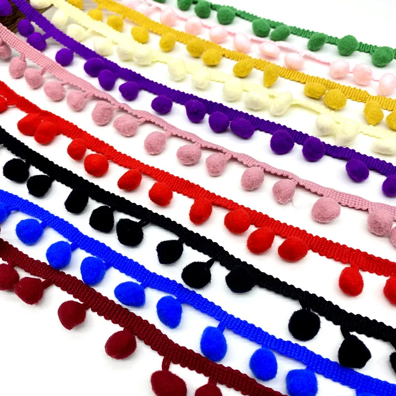 Mixing 10 Color Pom  Lace Trim Ball Ribbon MINI Pearl pom Fringe  Sewing  Kintted Fabric (each color 1 yard)