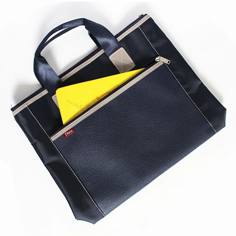 

10PCS PU Leather Oxford Cloth Tote Paper Bag Business Meeting Information Package Stationery Collection Bag File Folder