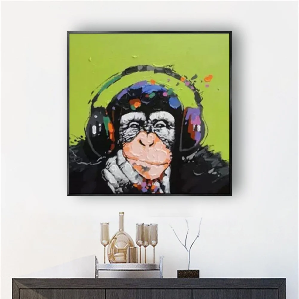 

100% Hand-Painted Oil Painting On Canvas Abstract Animal African Gorilla Modern Large Salon Mural Art For Home Living Room Decor