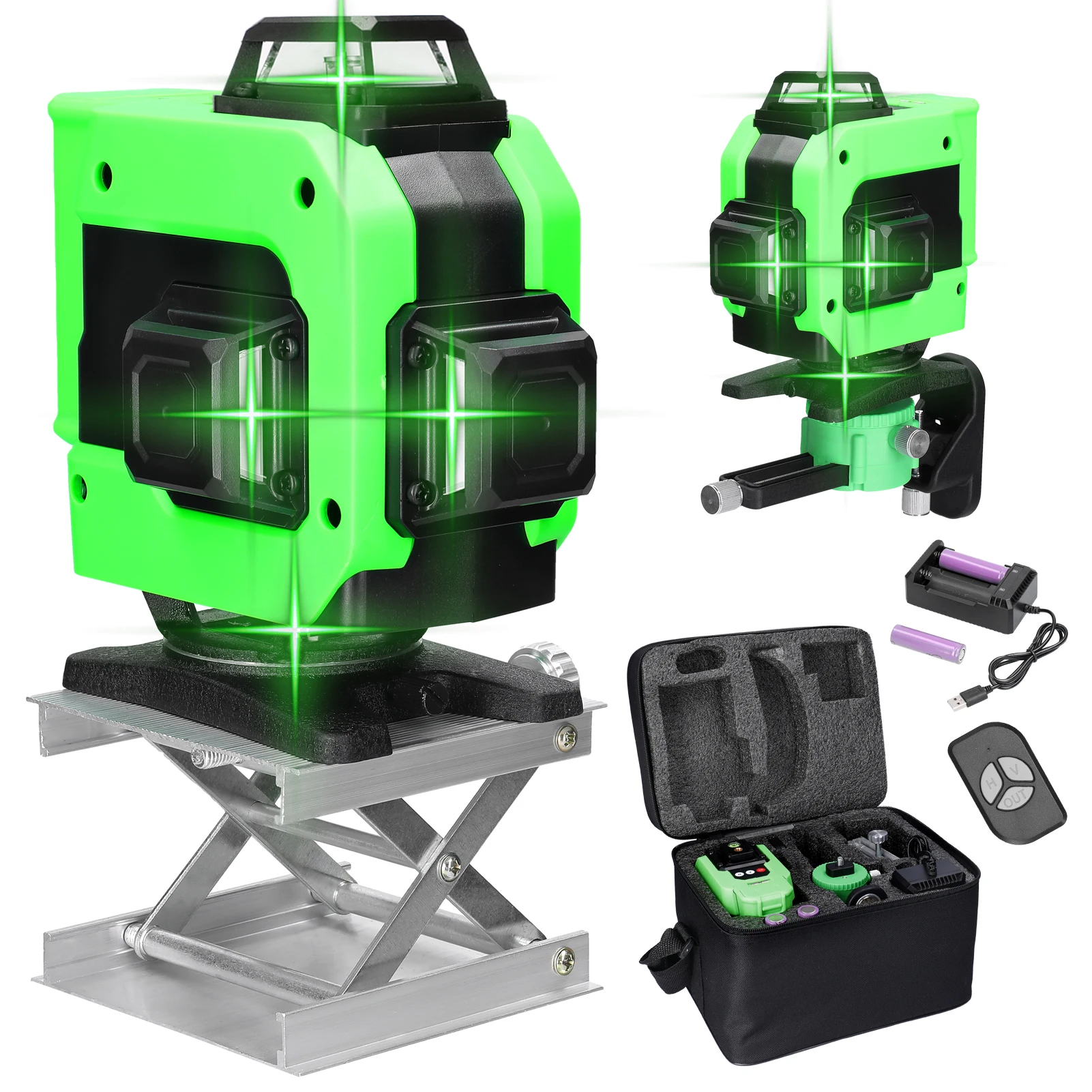 

Самонивелирующийся лазерный уровень KKmoon 4D, 16 линий, 3 °, зарядка по USB, с вертикальными горизонтальными и наклонными линиями