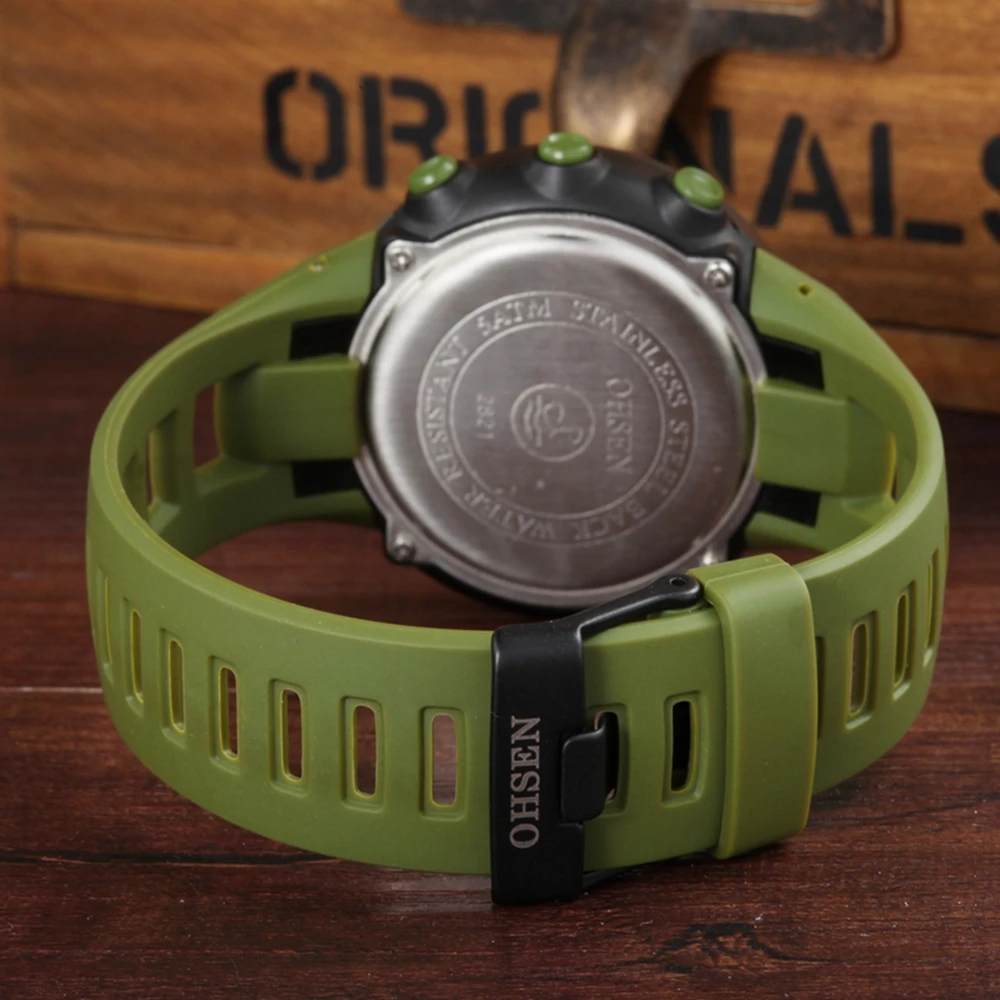 Outdoor Sport Watches for Men Waterproof Men\'s Digital Wristwatch Army Green Fashion Tactical LED Electronic Clock reloj hombre