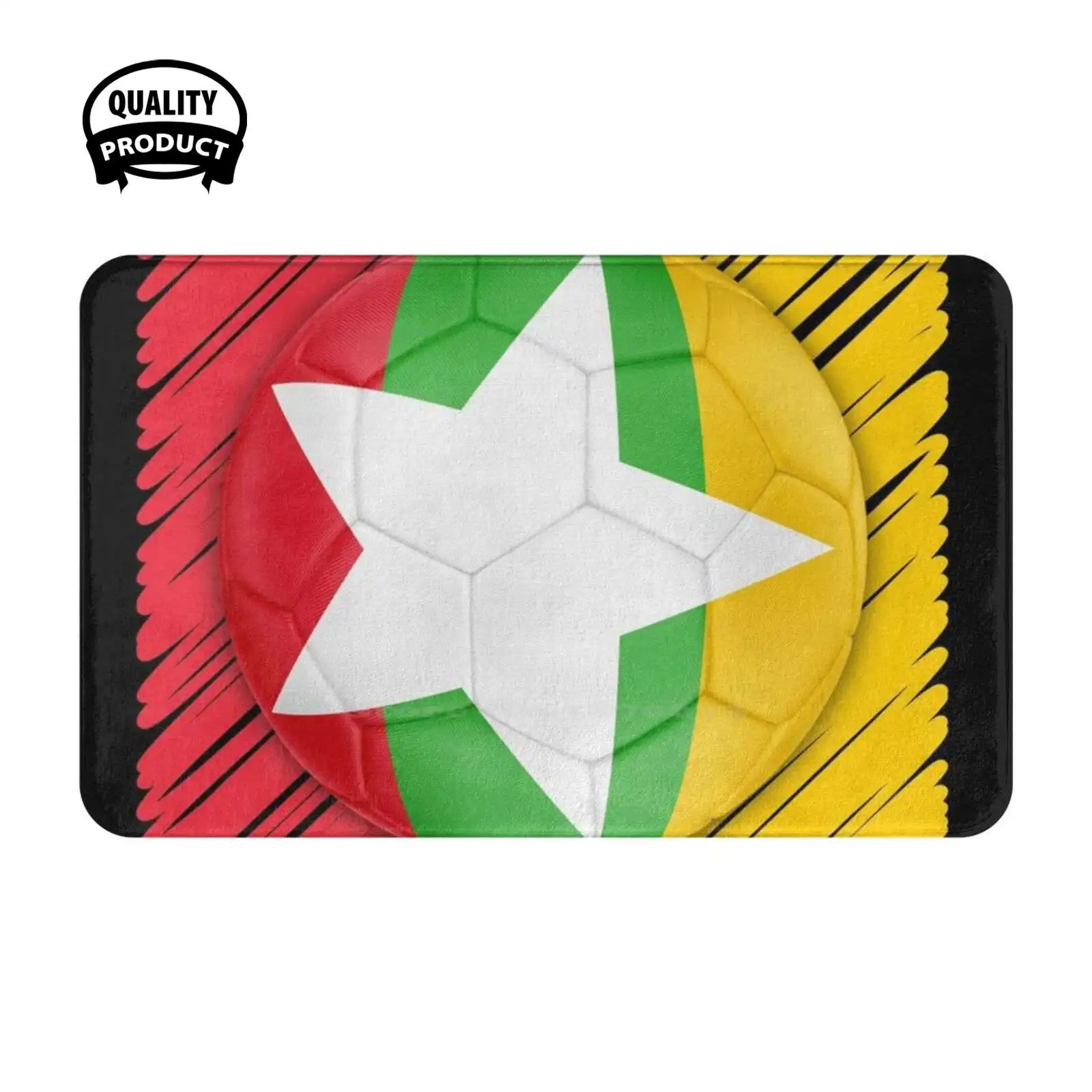 Football Flag Soft Cushion Home Carpet Door Mat Car Rug Naypyitaw Burma National Flag Competition Sports Futbol Player Soccer