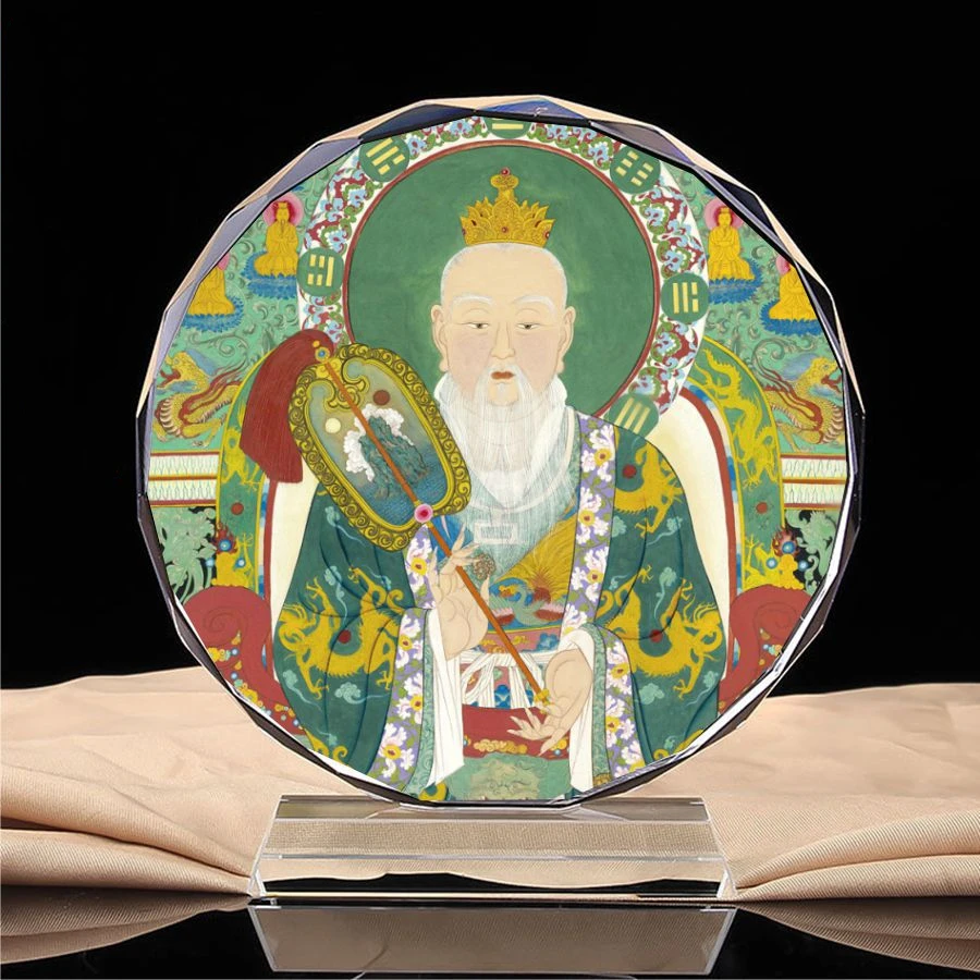 Taoism, Sanqing - Yuanshi Tianzun, Lingbao Tianzun portraits, crystal ornaments, handicrafts