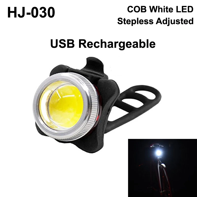 

HJ-030 COB White LED 50 Lumens Stepless Adjusted USB Rechargeable Bike Light (1 pc)