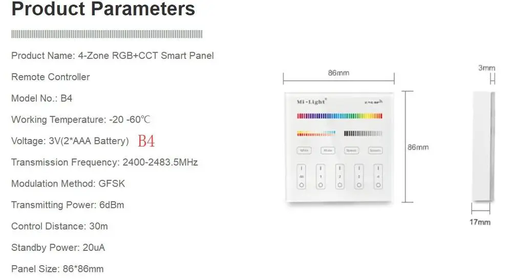 Milight b0 b1 b2 b3 b4 b8 4 zonas 8 zonas 2.4ghz sem fio wifi painel de toque dimmer/rgbw/rgb + cct led controle remoto inteligente