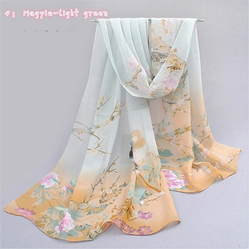 2022 Spring And Summer Women Scarf New Pashmina Shawl Printed Cape Silk Chiffon Polyester Tippet Muffler 50*165cm