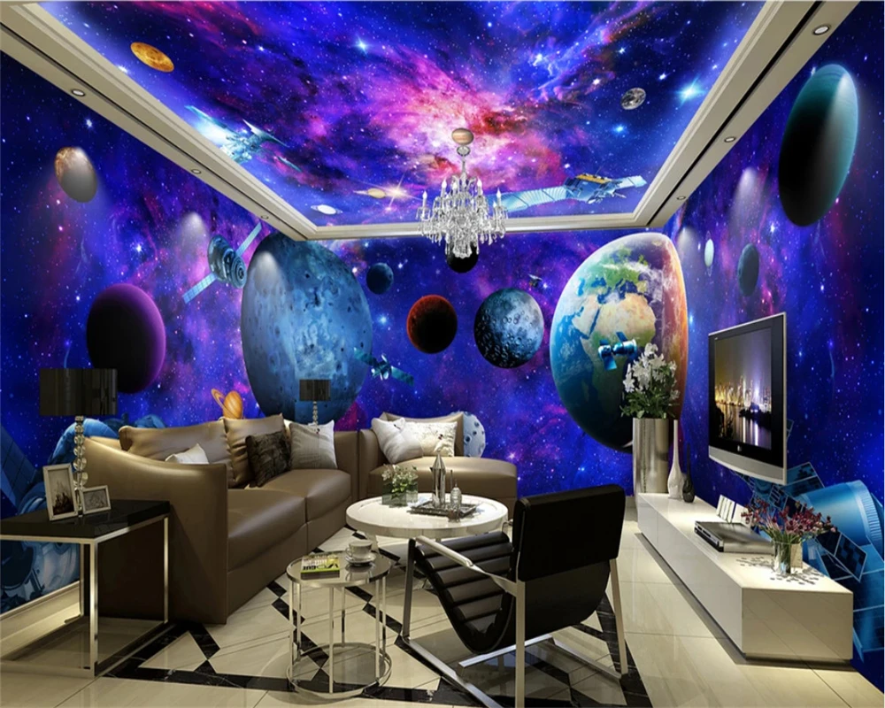 

WELLYU wall paper Earth 3D theme space full house background wall simple Europe suitable for interior decoration wallpaper3D