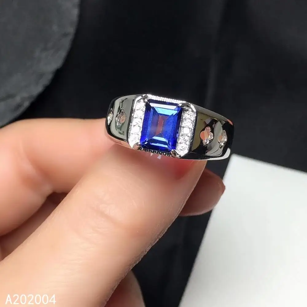 

KJJEAXCMY fine Exquisite jewelry 925 sterling silver inlaid natural gem blue topaz new men boy ring elegant Support Detection