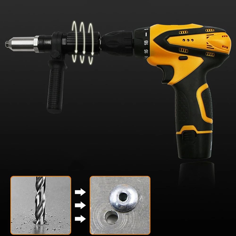 Riveter Senjata Listrik Rivet Nut Machine Tarik Aksesoris Lampiran Cordless Memukau Bor Adaptor Riveter Masukkan Kacang Alat