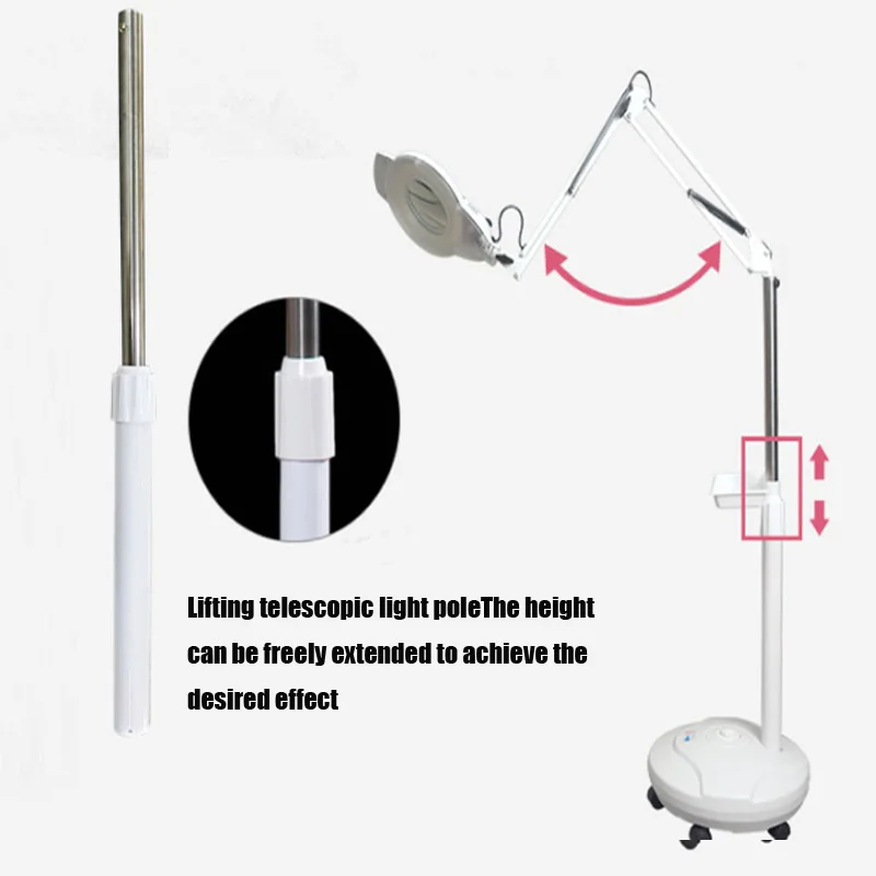 18X LED Magnifying Floor Lamp Magnifying Glass Cold Light Lens Beauty Nail Tattoo Facial Beauty Lamp Foldable And Retractable