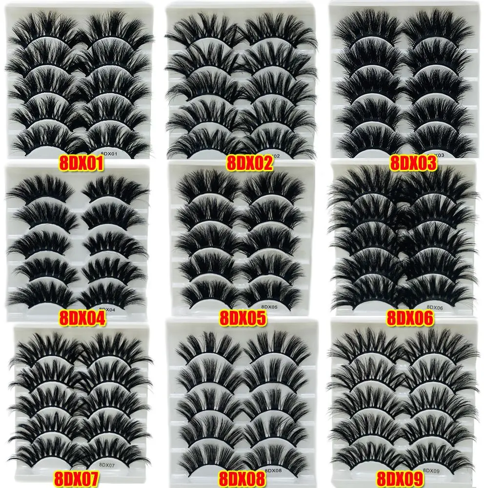 Woman's Fashion Eye Makeup Tools Dramatic Wispies Fluffies False Eyelashes 8D Mink Hair Thick Long