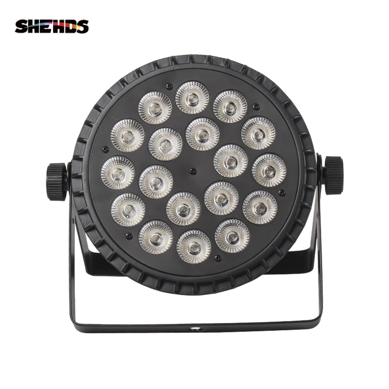 SHEHDS aleación de aluminio LED Par plano 18x1 2W /18x18W RGBWA luz UV inalámbrica DMX 512 con estuche de lucha para proyector de Fiesta Disco DJ