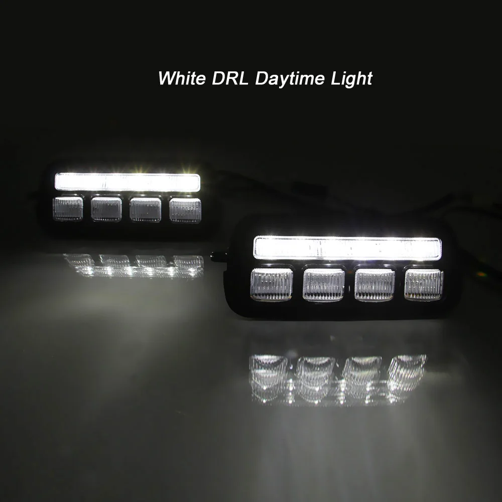 2-in-1 المصد الأمامي الضباب مصباح تحذير الأبيض DRL النهار ضوء الديناميكي بدوره أضواء الإشارة لادا NIVA 2016 2017 2018 2019 #5