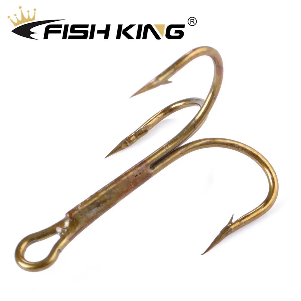 FISH KING 20pcs/pack Fishing Hook High Carbon Steel Treble Overturned Hooks Fishing Tackle Super Sharp Triple Hooks For Bass