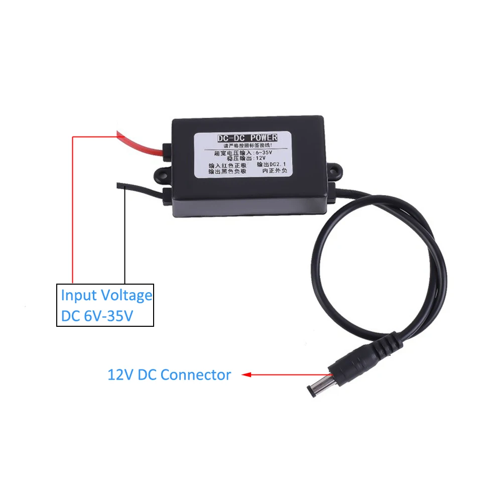 Waterproof Step Down Voltage Converter DC-DC 6V-35V to 12V Integrated Buck Boost Power Supply Module Stabilizer DC Connector
