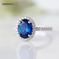 Natural Sapphire Rings for Women Sterling Silver 925 Wedding Filled Women 2021 Couple Wedding Diamond Necklaces Ring for Jewelry