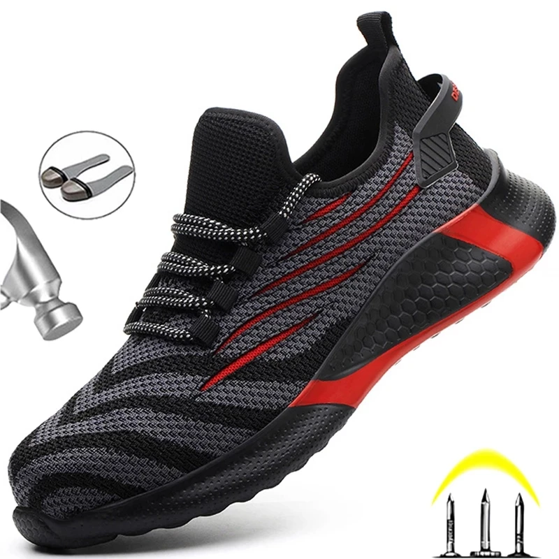 Men Safety Shoes Anti-puncture Work Shoes Anti-smash Work Sneakers Comfort Men Shoes Lightweight Steel Toe Shoes Safety Boots