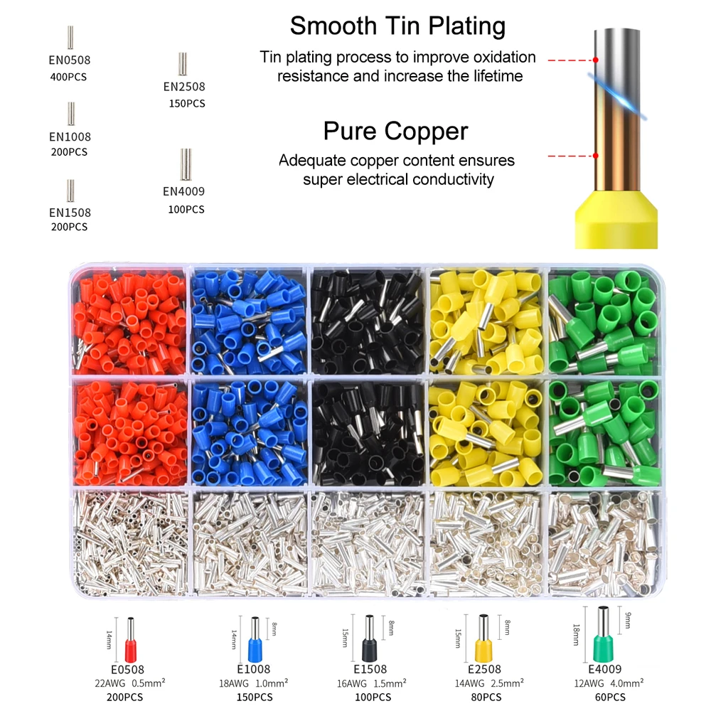 HSC8 6-6A Crimping Pliers 0.25-6mm2 Ferrule Kit Tube Terminals Box Type Needle Type Wire Connector Crimp Mini pressure Wire Tool