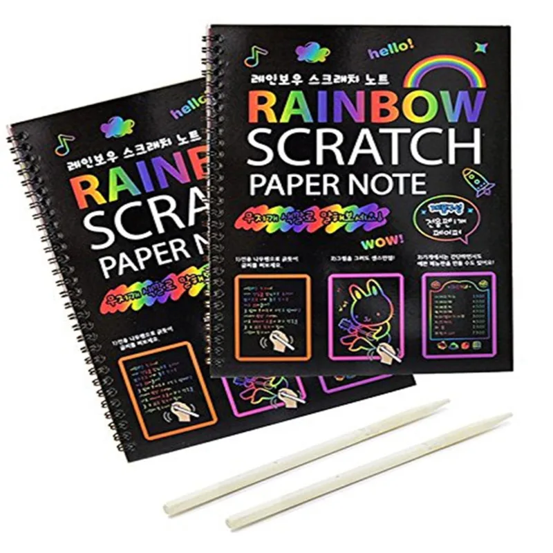 Magic Scratch Art Doodle Drawing Board Notebook DIY Rainbow Color Drawing Toys For Children Kids Painting Educational Toys Gift