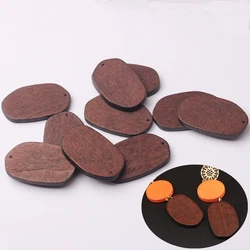 Naturalne drewniane geometryczne owalne kształt Charms wisiorek 24*39MM 6 sztuk/partia dla DIY moda kolczyki Making akcesoria