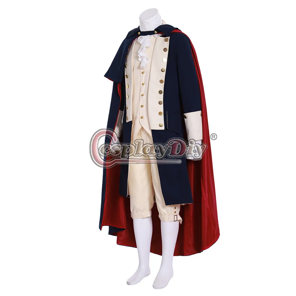 Cosplaydiy Turn Major Hewlett Cosplay Costume Adult George Washington Colonial Outfit Cloak Suits Custom Made L320