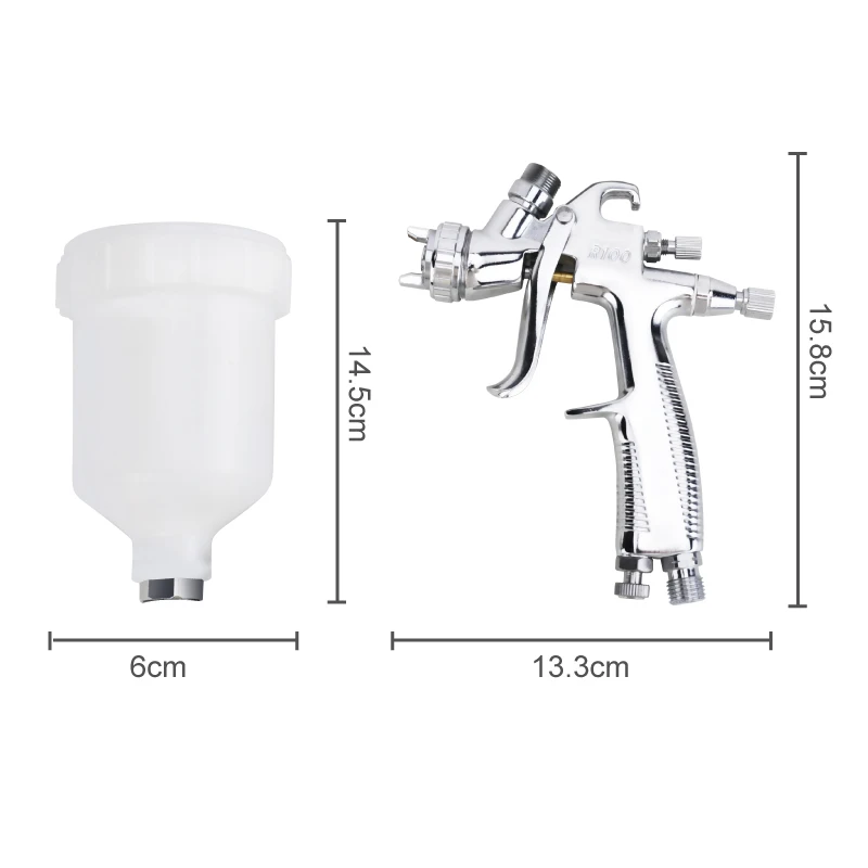 RONGPENG 1.0mm Nozzle Industrial Spray Gun R100 Airbrush For Water-based Paint Auto Car Refinish