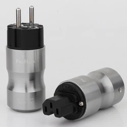 P089ER 1 pair Hifi audio  Rhodium plated  EU Schuko AC Cord Power Plug+IEC Female Connector adapter  for Hifi DIY power cable
