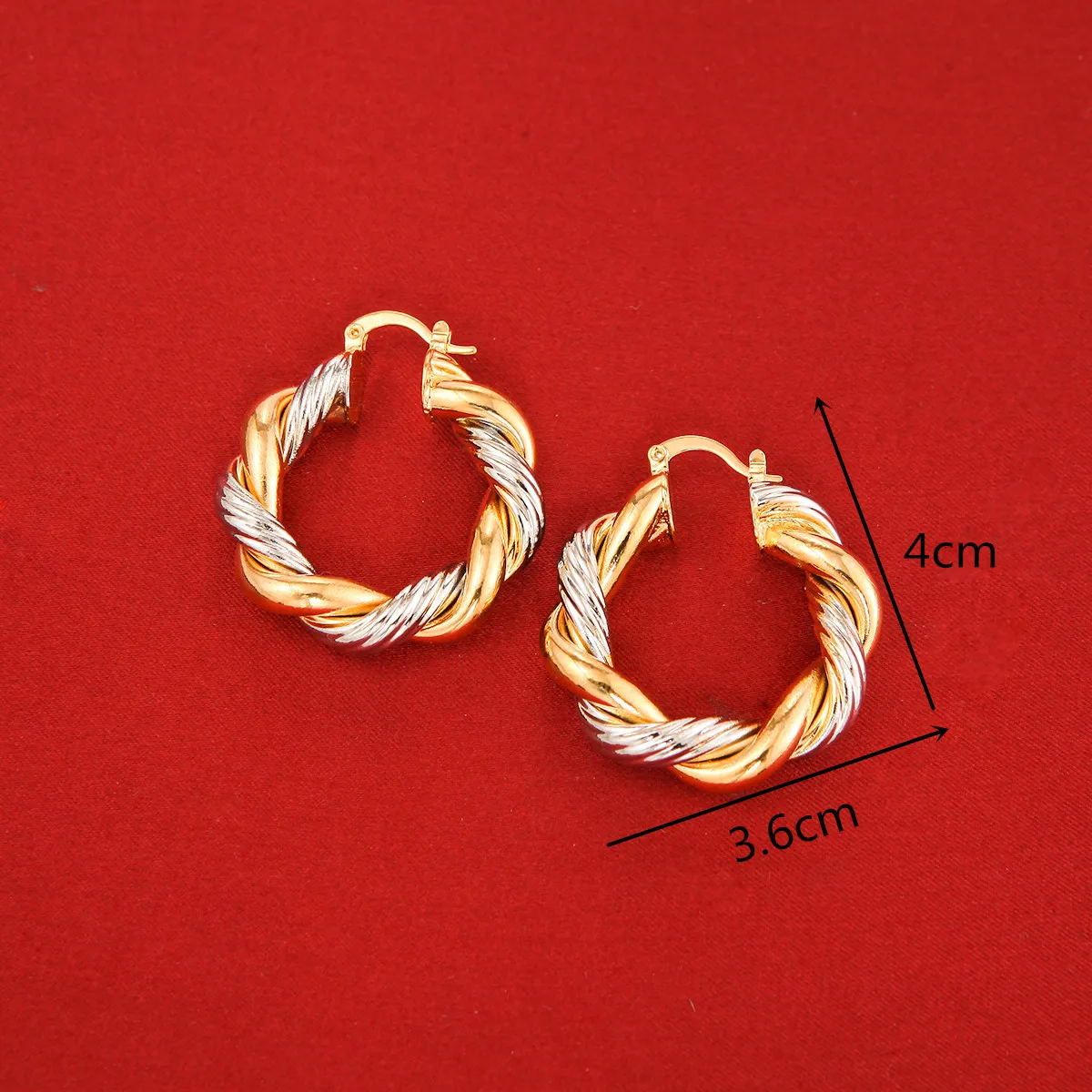 Ethiopian Jewelry  Two Tone Twisted Hoop Earring Jewelry Exquisite Women Earrings