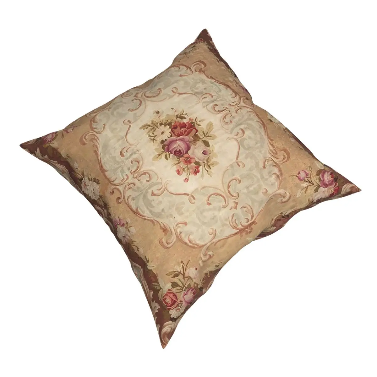 Antique Rose Floral Aubusson Pillow Cover Home Decor Floral Cushions Throw Pillow for Living Room Double-sided Printing