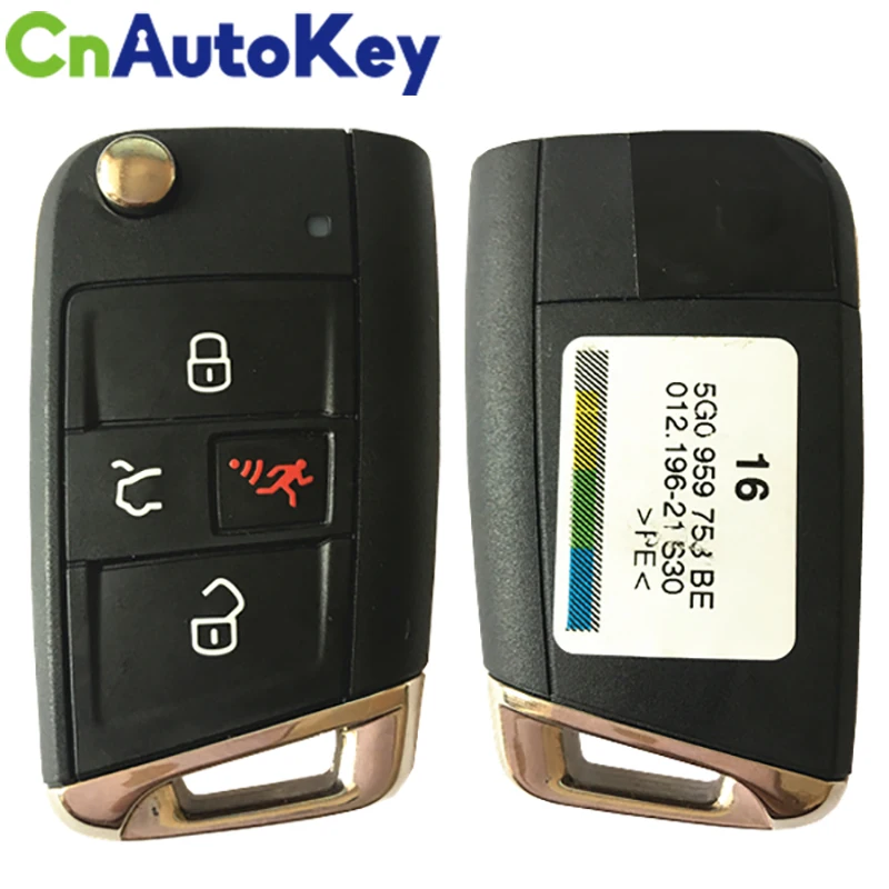 CN001086 For Vw Golf Gti Polo Touran 3+1 Button Flip Key 315mzh Remote FCC 5G0 959 752 BE Keyless GO Key For VW  Volkswagen