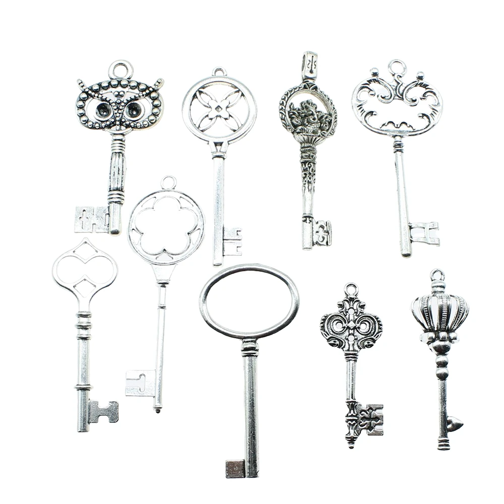 5pcs Charms Key Antique Silver Color Vintage Key Charms For Jewelry Making Charms Pendant Key Jewelry Findings DIY