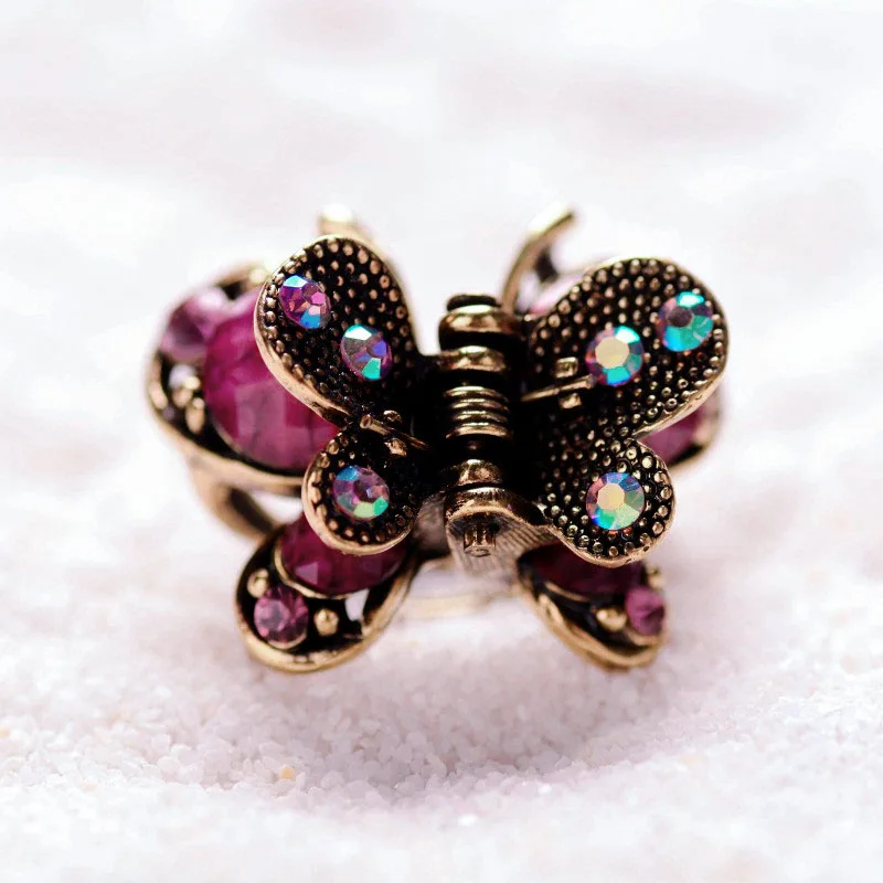 Morkopela Butterfly Small Hair Clip Vintage Metal Hair Claw Small Hair Pin Accessories For Women Antique Metal Hair Jewelry