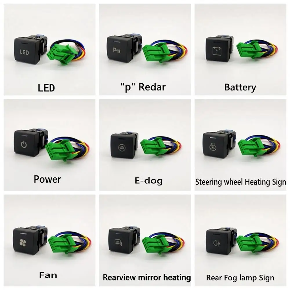 JanDeNing Automobile Refitting Switch Fog lamp Switch LED/DRL/Power Switch With Tail Line ForToyota Camry 2018 2019