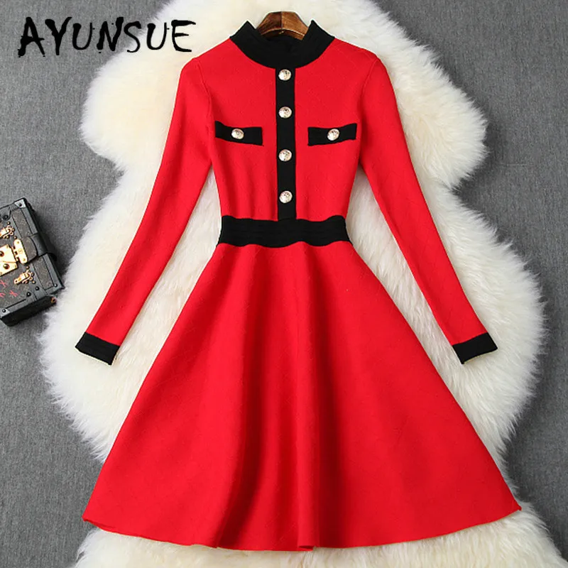 

Dress Women Clothes 2020 Knitted Sweater Dress Elegant Midi Korean Women's Dresses Long Sleeve Vestido Vintage 87849 YY2479