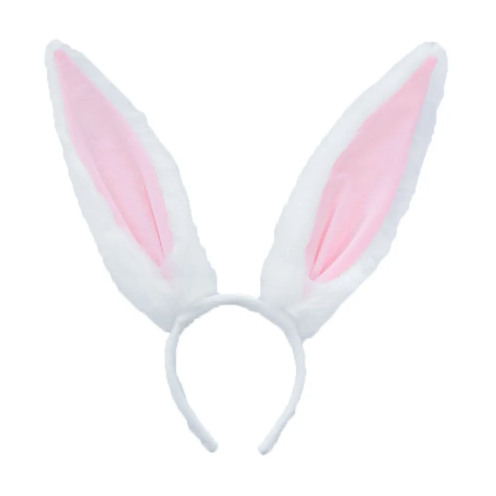 Pink Cute Rabbit Bunny Ears Headband Japanese Halloween Lolita Handmade Hair Accessories Cosplay Party Costume Black