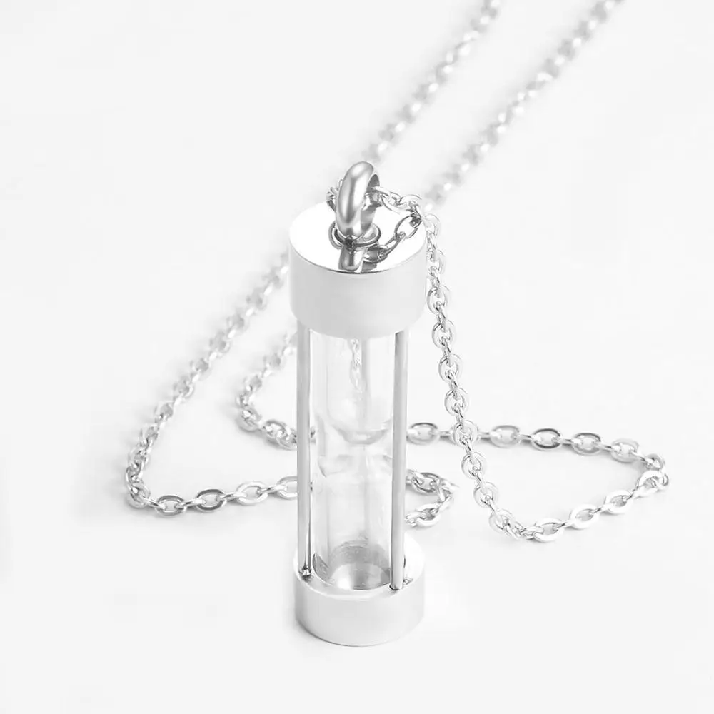 Eternity Memory Hourglass Urn Necklace Memorial Cremation Jewelry Stainless Steel Pendants Locket Holder Ashes for Pet/Human