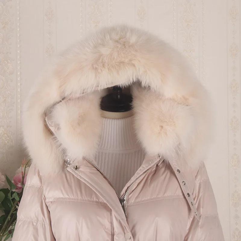 Duck Down Jacket Winter Women X-Long Down Coat Female Thick Slim Jackets Clothes Ladies Large Fur Hooded Warm Coats 8076