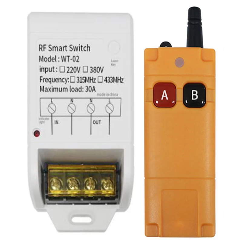 

3000W RF Wireless AC 220V Remote Control Switch 1CH 30A Receiver Industrial Transmitter forwater pump lighting universal