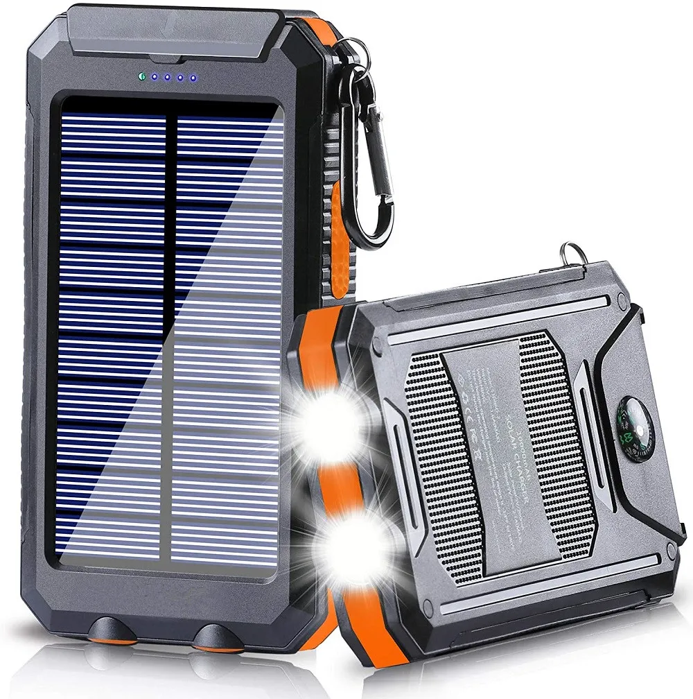 

Outdoor Camping Survival Tools Kit Portable 20000mAh Waterproof Solar Power Charger Bank with USB LED Flashlights for Adventure