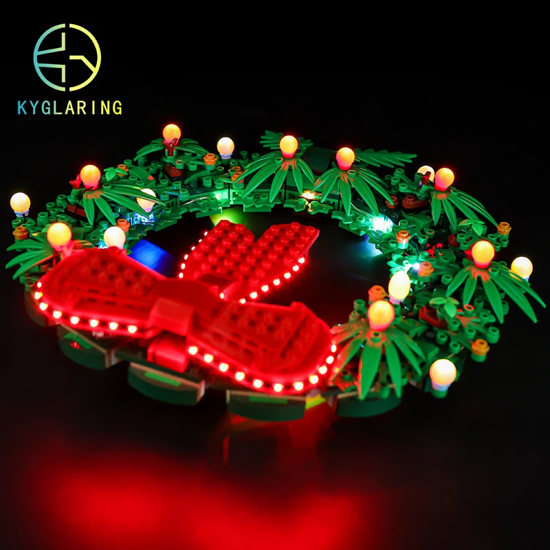 Kyglaring Led Lighting Set DIY Toys for 40426 Christmas Wreath Blocks Building (Only Light Kit Included)