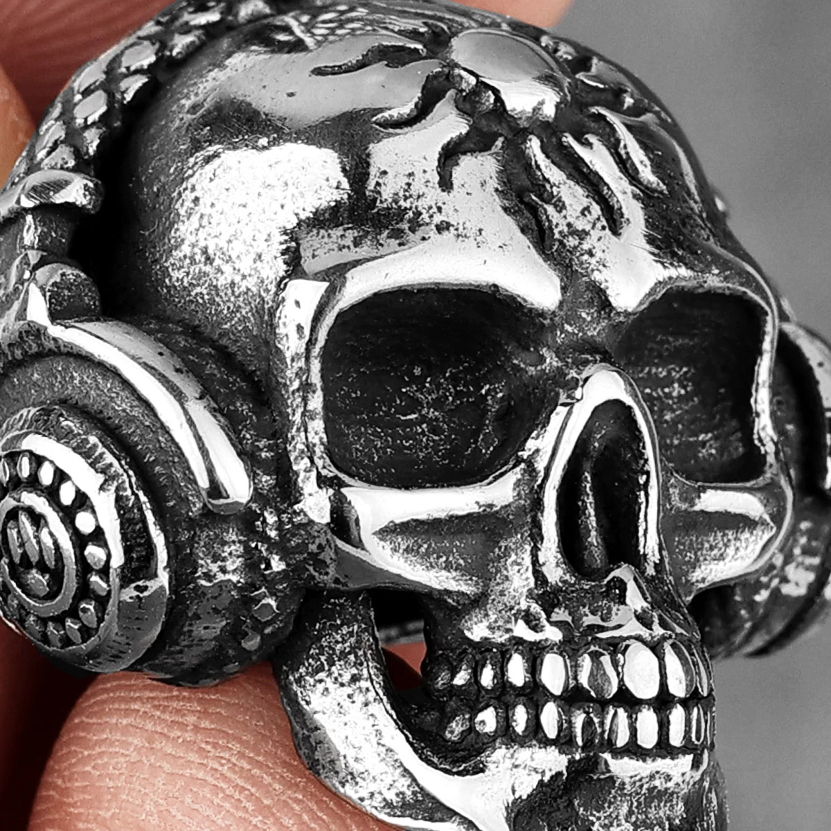 الموت روك سماعة الجمجمة المقاوم للصدأ الرجال القلائد سلسلة بدلاية فاسق ل Boyfriend الذكور المجوهرات الإبداع هدية بالجملة #5