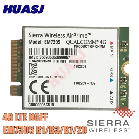 Huasj yeni Kablosuz EM7305 Gömülü Modül, bir M.2 modemdir 4G LTE B1 B3 B7 B20 SKU 1102269 4G FDD NGFF